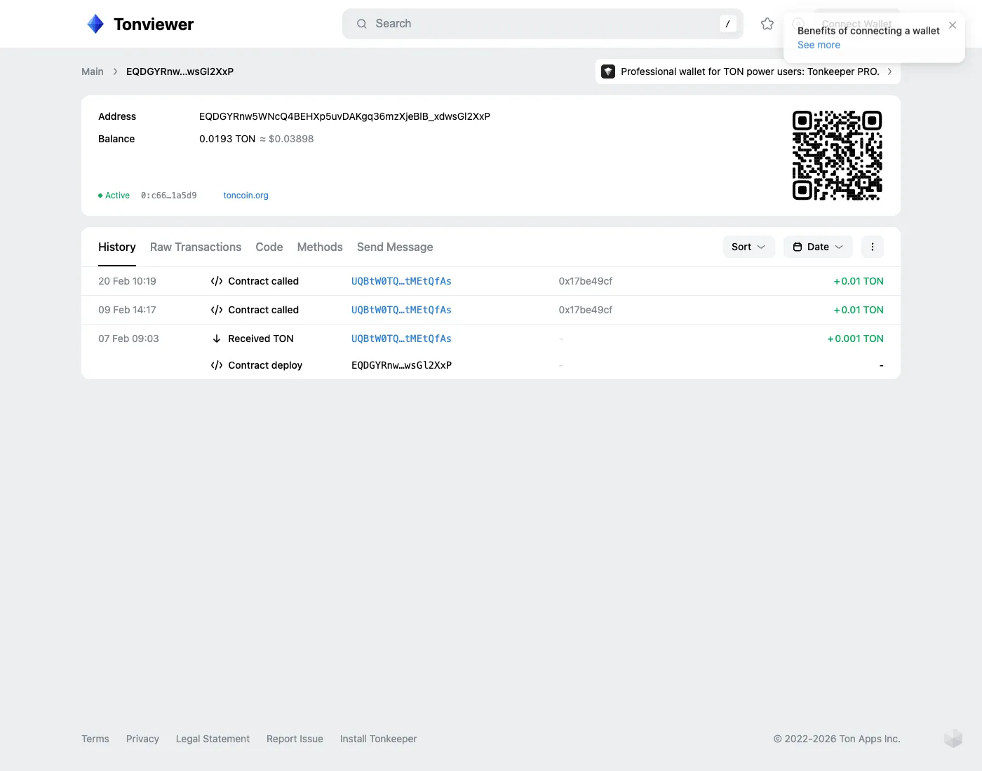 Live malicious TON contract on tonviewer.com